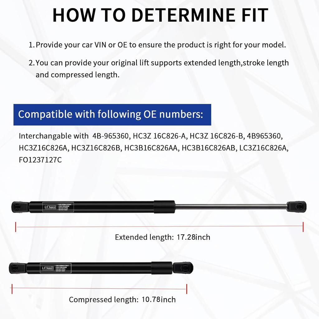 Front Hood Struts For 2017- Ford F250 F350 F450 F550 Super Duty - Gas Spring Lift Support, Hood Lift Shocks & Dampers - Easy Tallation Replacement
