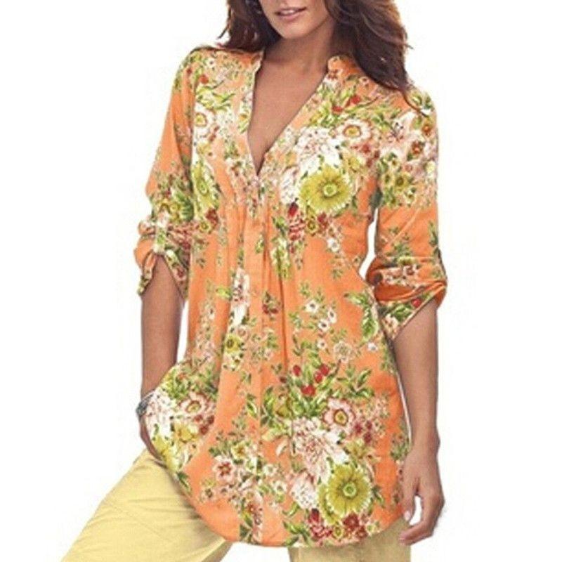 Classic Fall Short Sleeve Printed Shirt For Women Casual Wear