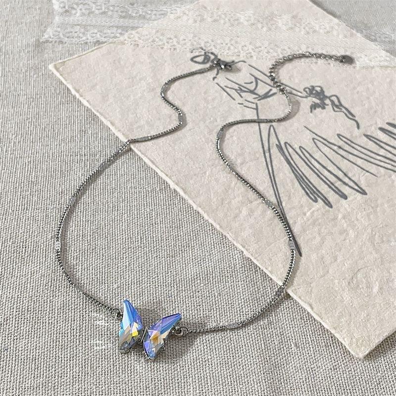 JMXD-лазерная постепенная смена цепочек со стразами в виде бабочки, маленькая цепочка, крутая универсальная цепочка на ключицу, модные и изысканные женские украшения