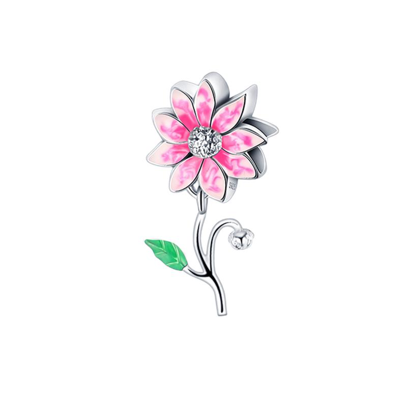 100% S925 Sterling Silver Pendant Sparkling Snowflake Rose Daisy Flower Bee Clip Charm Bead Fit Original Bracelet Jewelry