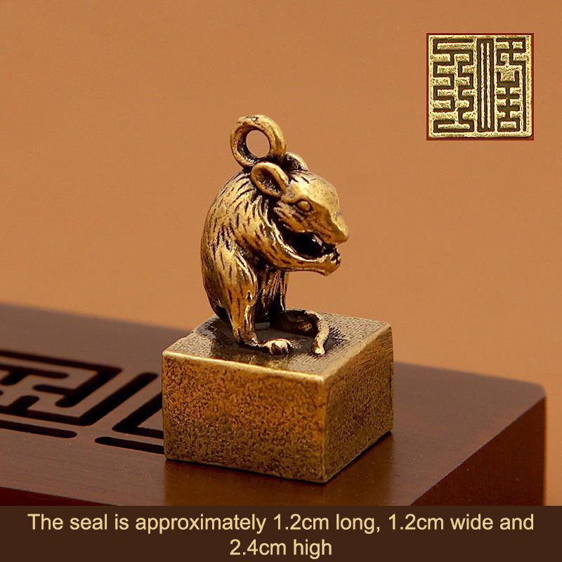 Vintage Brass Chinese Zodiac Seal Ornament Decorations Figurines Miniatures Home Decor Accessories Craft Souvenirs And Gifts