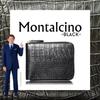 CHRISTIAN BELETT Montalcino Bifold Made with Italian Tuscan Cowhide Crocodile Round Design Men's Wallet, Leather, Embossed, (Nero Black)