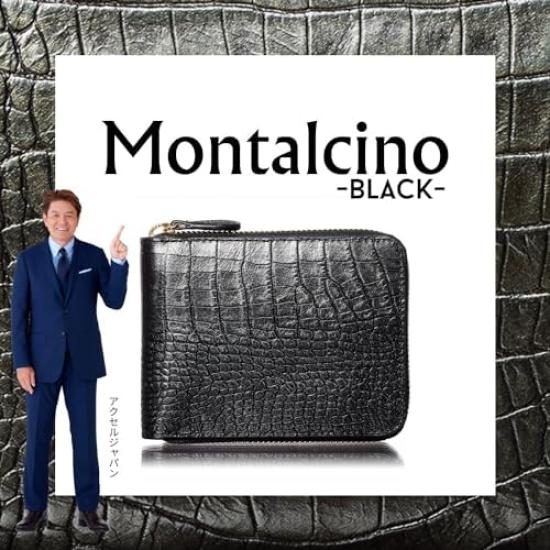 CHRISTIAN BELETT Montalcino Bifold Made with Italian Tuscan Cowhide Crocodile Round Design Men's Wallet, Leather, Embossed, (Nero Black)