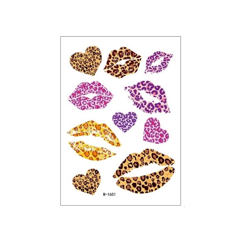 Leopard Print Valentine Day Kiss Lip Stickers Disposable Makeup Stickers Men Women