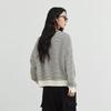 Elva' Island Women's Autumn/Winter Striped Drop Shoulder Crew Neck Loose Sweatshirt