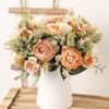 White Silk Artificial Roses Flowers Wedding Home Autumn Decoration High Quality Big Bouquet Luxury Fake Flower Arrangement Bulk 