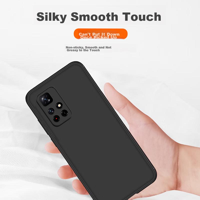 Case for Xiaomi Redmi Note11 5G Smartphone, Full Coverage Frosted TPU Shockproof Soft Phone Protective Cover - Black