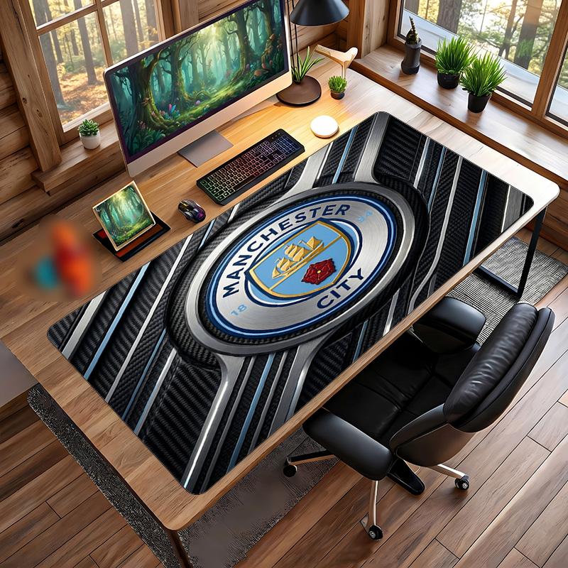 Большой игровой коврик для мыши с принтом Manchester City, нескользящий мягкий резиновый коврик для рабочего стола, декор для офисного ноутбука