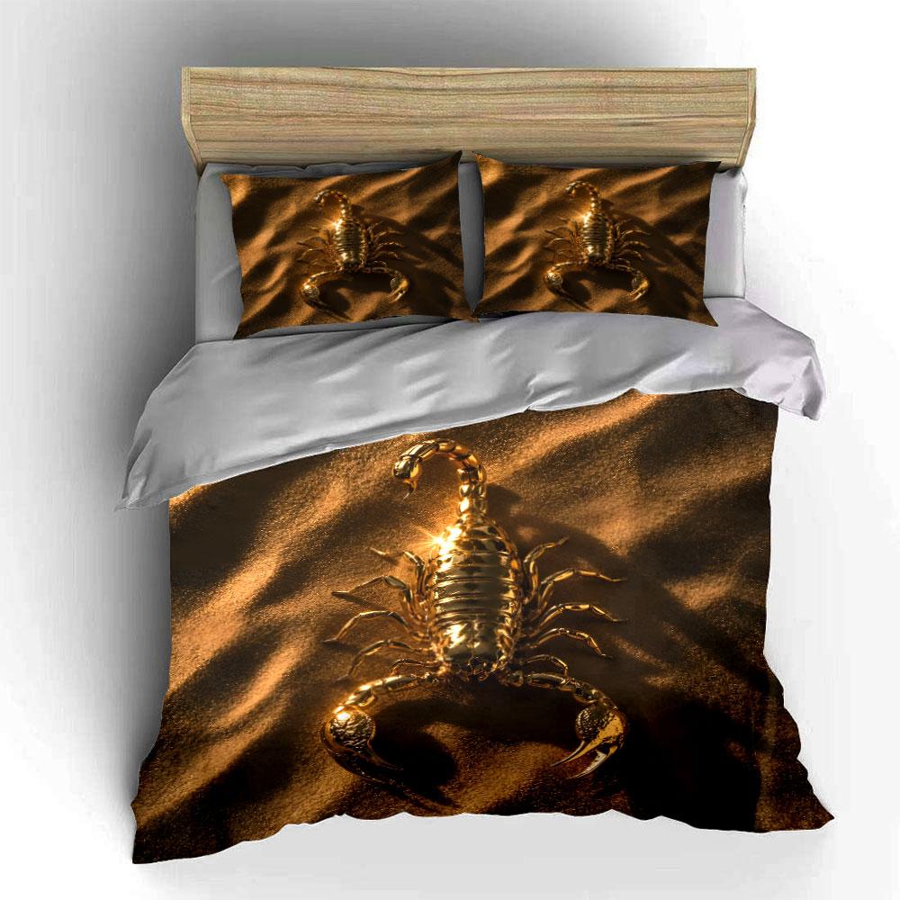 Golden Scorpion on Sand Bedding Duvet Cover Set (1*Duvet Cover 2*Pillowcases, without duvet insert)