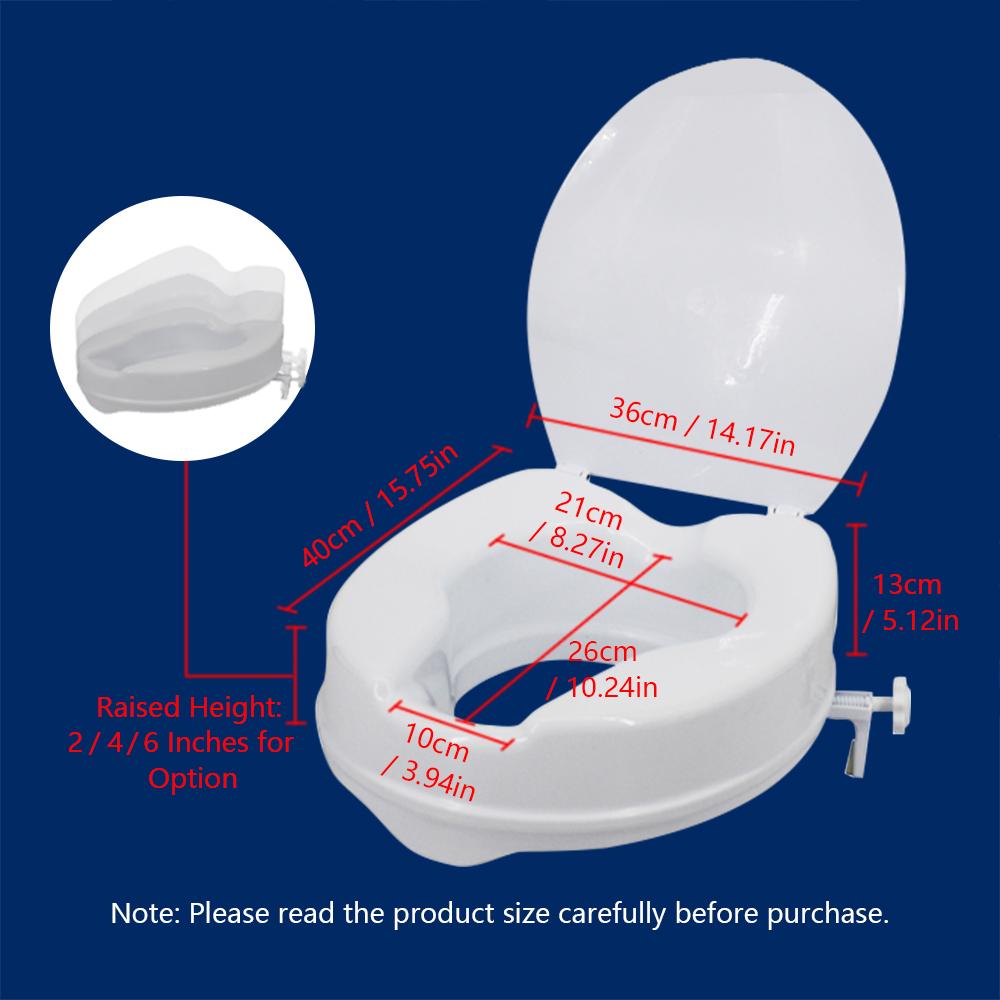 Raised Toilet Seat with Lid 300 Lbs Heavy Duty Elevated Toilet Seat with Tightening Clamps Raised