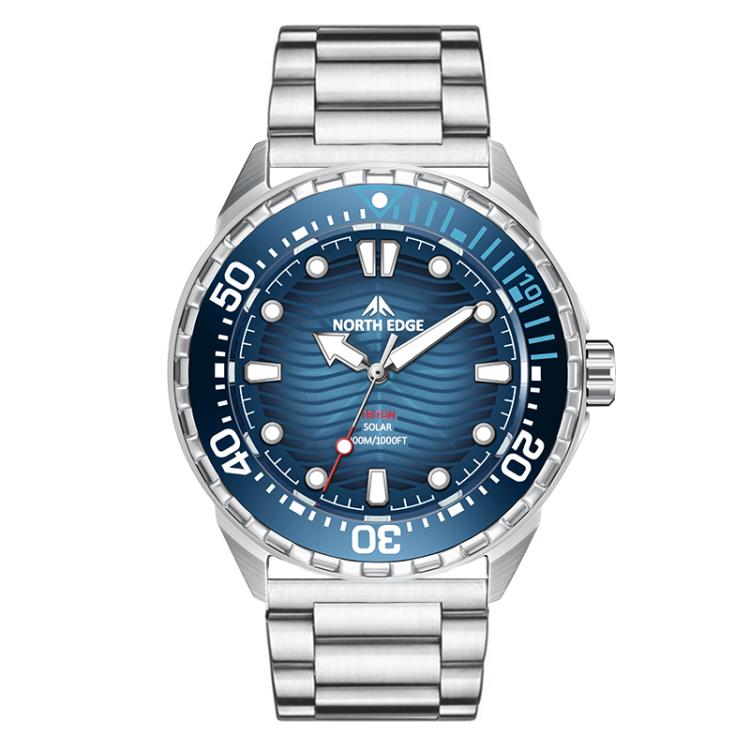 Мужские наручные часы NORTH EDGE TRITON для дайвинга, с солнечной и люминесцентной подсветкой, кварцевые