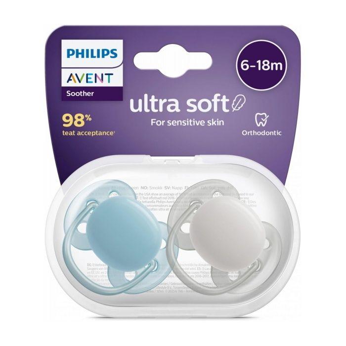 Sucettes-Avent Sucettes Ultra Douce 6-18 M (Couleur : Bleu Vert/Gris)