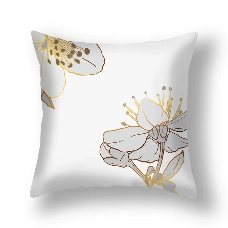 Ginkgo Leaves Pillows Case Home Decorative Cushion Cover Golden Polyester Print Pillowcase Car Sofa Pillow Case Home Decor 45*45