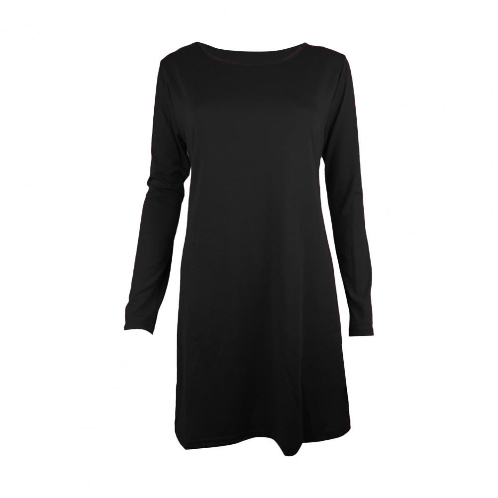 Осенне-весеннее женское платье с круглым вырезом, свободные длинные рукава, однотонное А-силуэтное плиссированное мини-платье, повседневная одежда для школы, работы, короткое, D