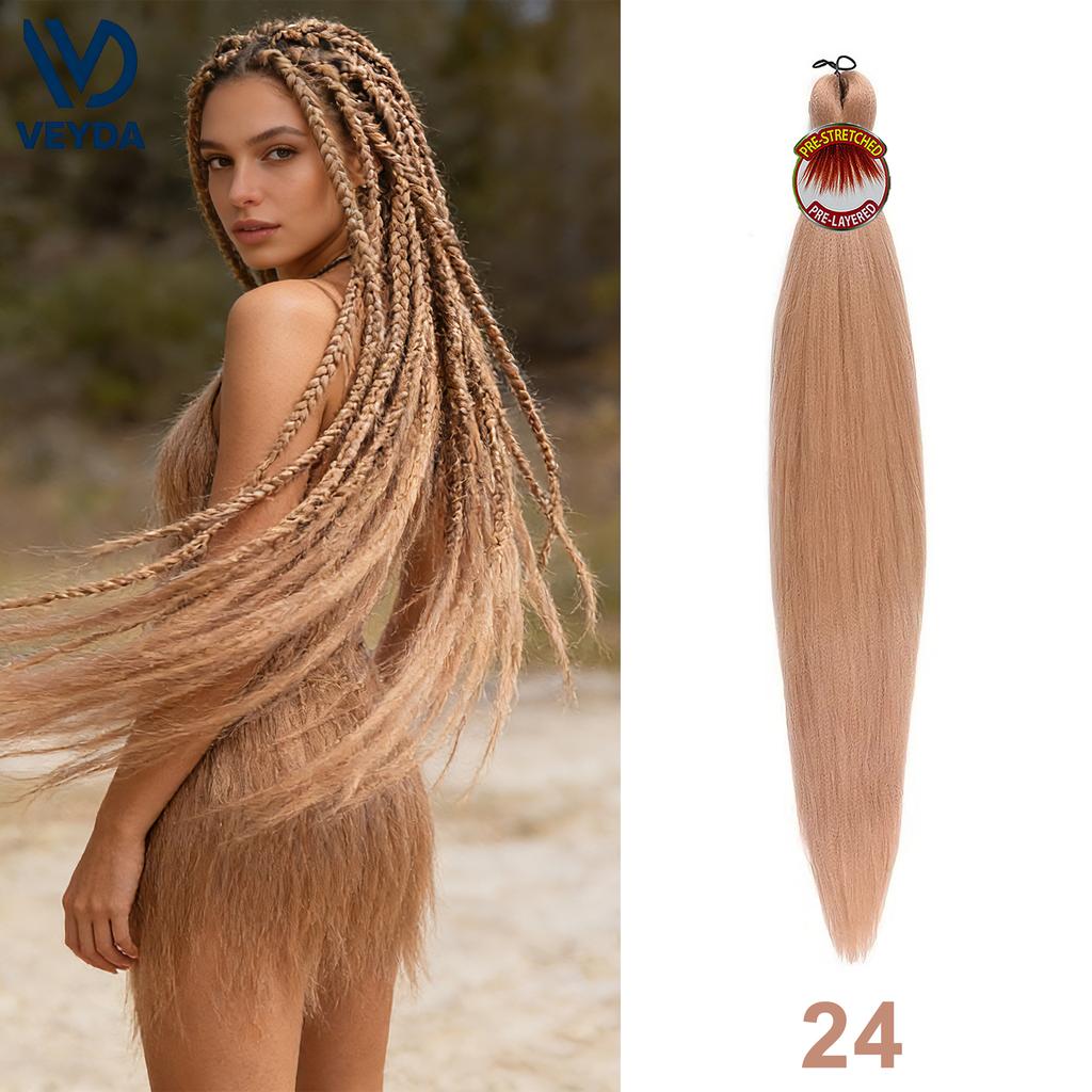 VEYDA Kanekalon 3-Piece-Set 26Inches Low-Temperature Silk African American European Large Braids Easy Braid Hair Extensions
