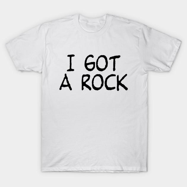 Asian Size Men Black Print T-shirt I Got A Rock No-Cut Heat Transfer Print Cotton Tshirt