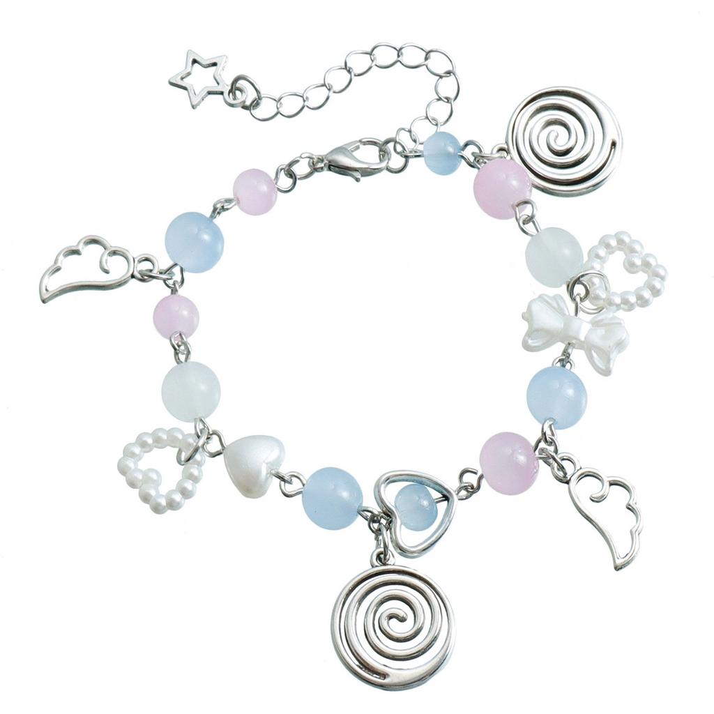 Handmade Angel Wing Bracelet Cute Bowknot Beaded Wristband Adjustable Chain Aesthetic Jewelry Gift for Women and Girls