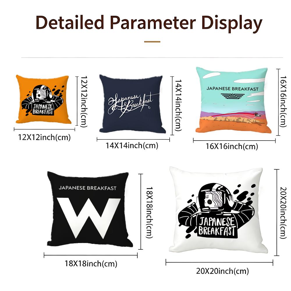 Indie Japanese Breakfast Cushion Cover Cushion Cover Set 4Pcs 50X50 45X45 40X40 Pillowcase Decorative Sofa Home Decor