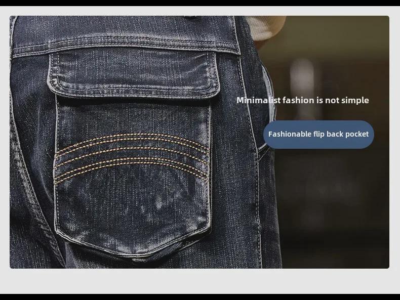 Мужские джинсы широкого кроя с множеством карманов для работы — свободные, износостойкие, эластичные, большого размера, на осень/зиму 2024 г.