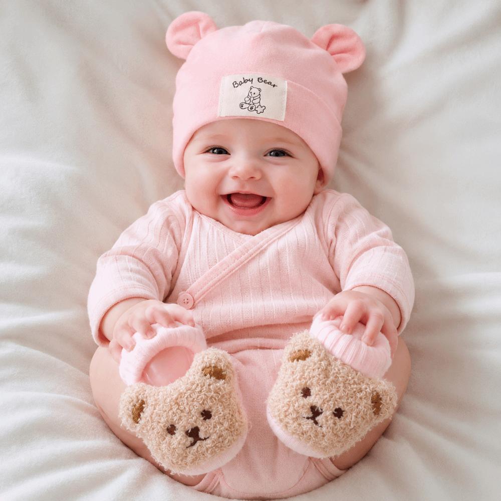 2Pcs/Set Warm Baby Hat Socks Set Soft Infant Cap Socks Cute Baby Turban Socks Autumn Winter