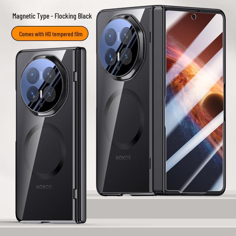 Совместимый чехол для складного телефона Honor Magic V6: Прозрачный Магнитный Заряд, Полное Покрытие, Защита от Падений.