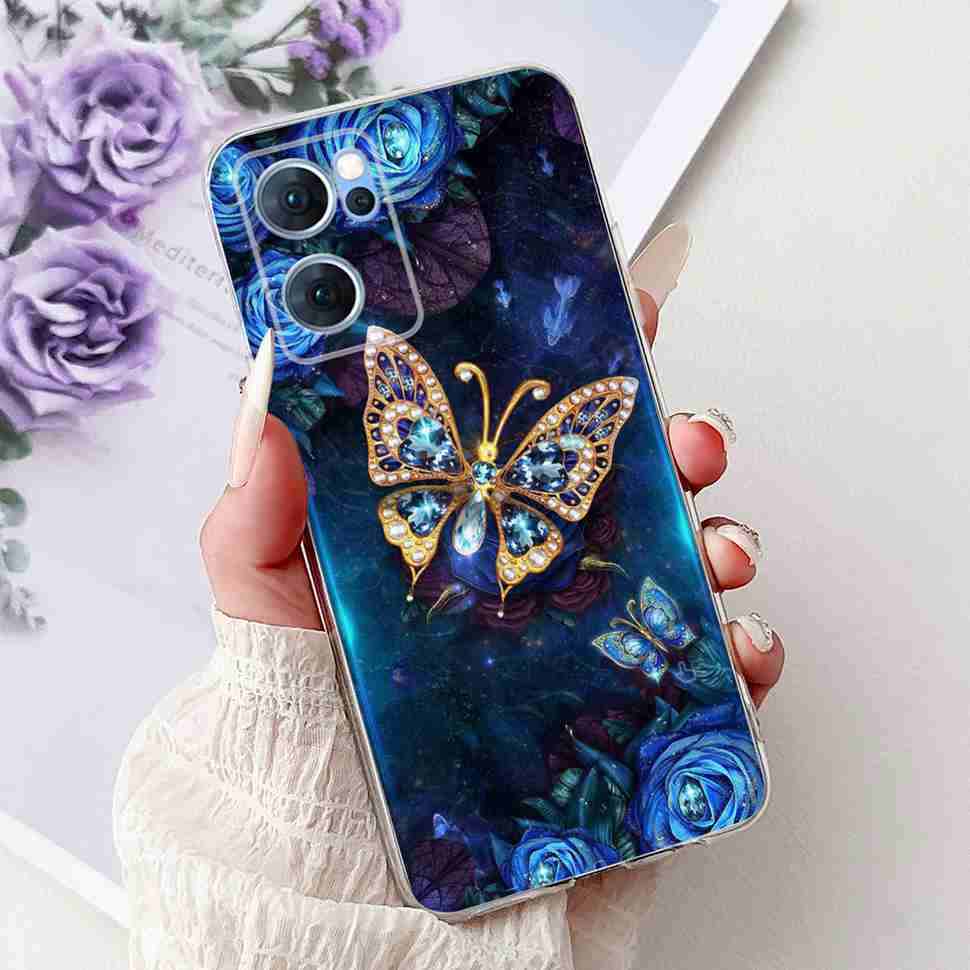 Чехол для Oppo Reno7 5G Милый Кот Цветок Расписная Крышка Мягкие Fundas Чехол для Телефона Для Oppo Find X5 FindX5 Lite Reno 7 5G Задняя Крышка