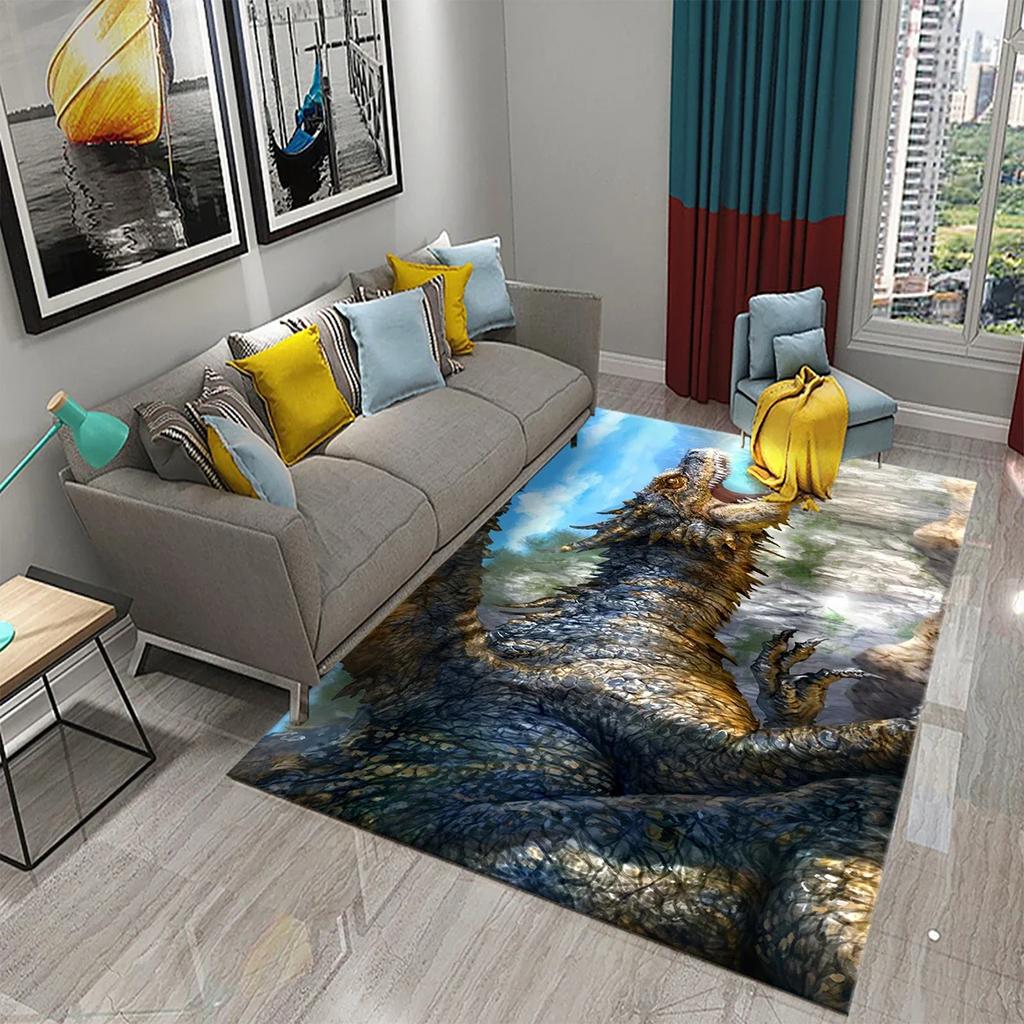 3D Красочный ковер с узором дракона Кухня Ванная комната Гостиная Детская спальня Прихожая Нескользящий Впитывающий Модный ковер для домашнего декора