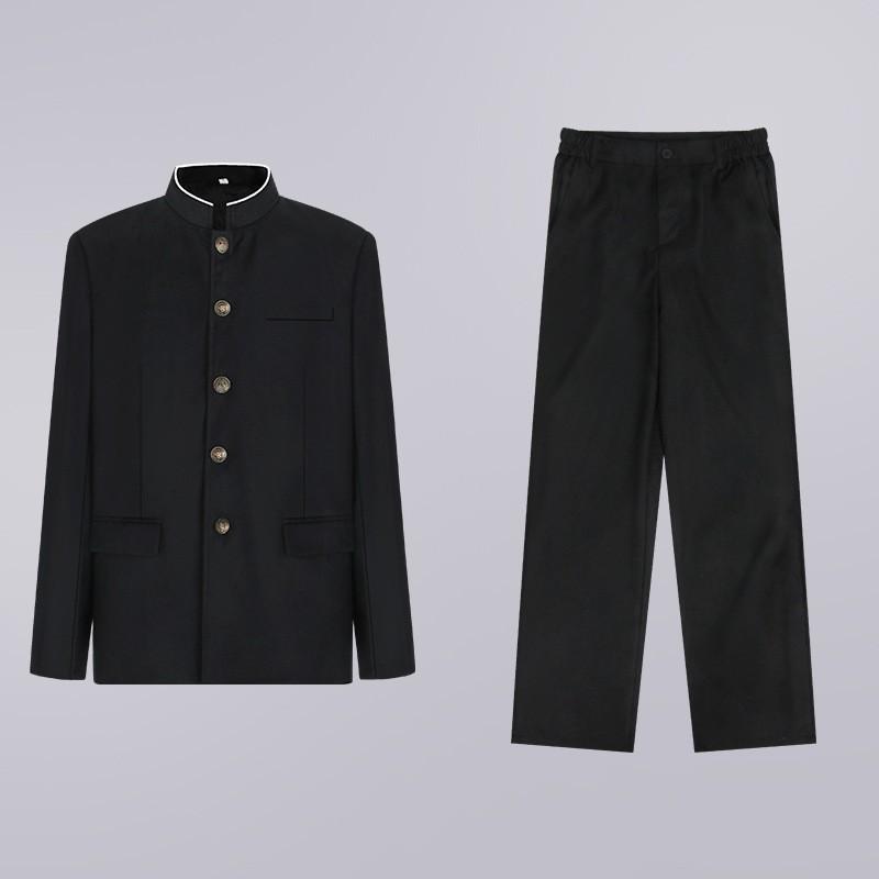 Mens Gakuran School Uniform Jacket Set Corduroy Long Sleeve Youth Style