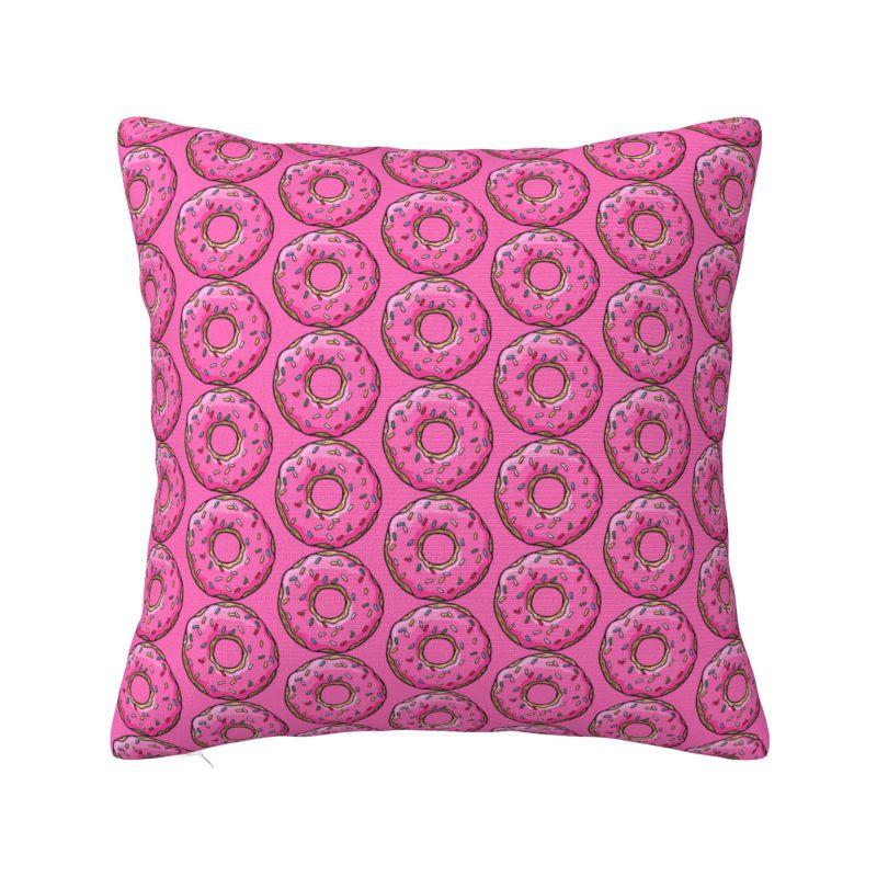 Custom Pink Donut Pillow Case Decor Home Food Bread Doughnut Nordic Cushion Cover Square Pillowcase