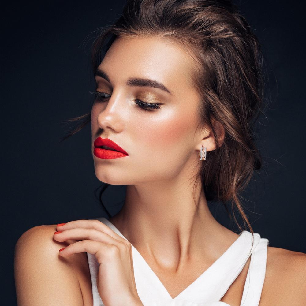 14-каратное золотое покрытие Great Wall Hoop серьги AAA Белый циркон медь индивидуальные женские серьги