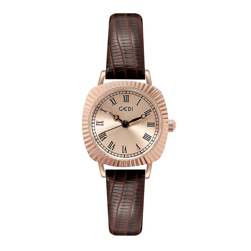 Vintage Creative Compact Ladies Niche Watch Student Exam Belt Quartz Watch