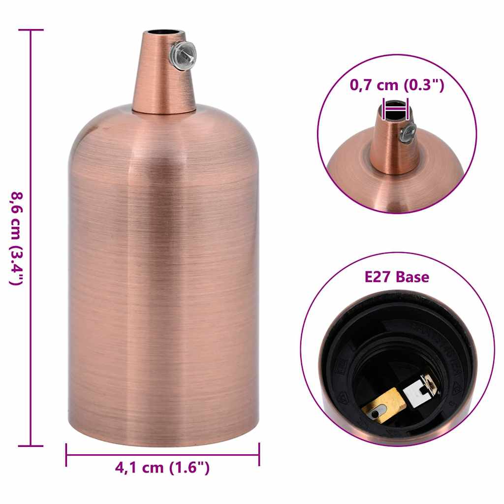 Lamp Holder Set 2 pcs Red Bronze E27