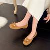 Suede Round-toe Shallow-mouth Tassel Slip-on Soft-sole Anti-slip Wear-resistant Low-heel Single