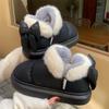 Короткие зимние ботинки Bow Knot для женщин, зимние плюшевые и толстые, с утеплителем, водонепроницаемые, хлопковые, домашние тапочки для женщин