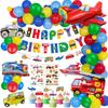 Transportation Theme Party Decoration Aircraft Ship Flag Aluminum Film Balloon Sticker Children 'S Birthday Set