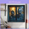Horror Halloween Zombie Fake Window Pattern Wall Pasting Sticker Decorative
