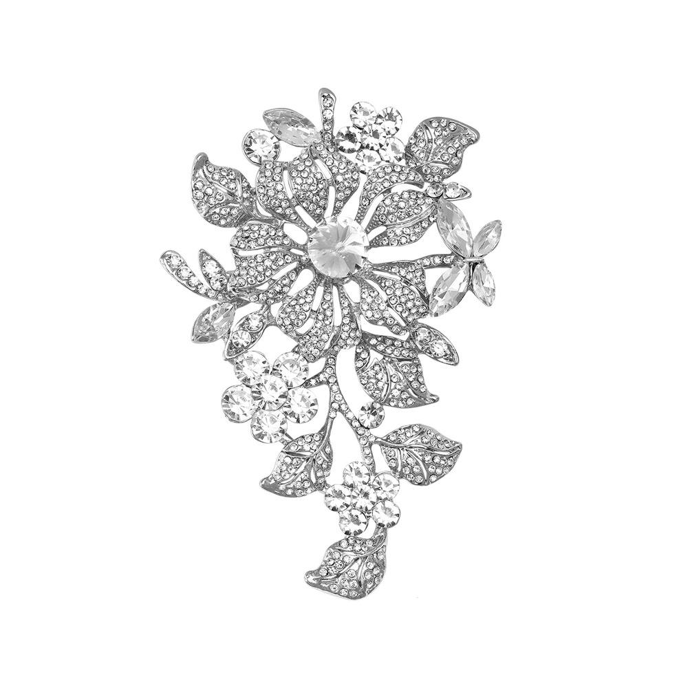 Banquet Crystal Flower Brooch Vintage Corsage Ornament Luxury Pin French Style Exaggeration Metal Rhinestone Brooch Women