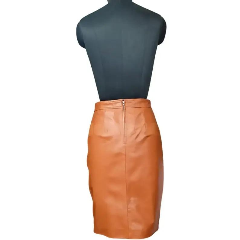 Стильная коричневая женская юбка ручной работы из натуральной овчины, элегантная, повседневная, официальная