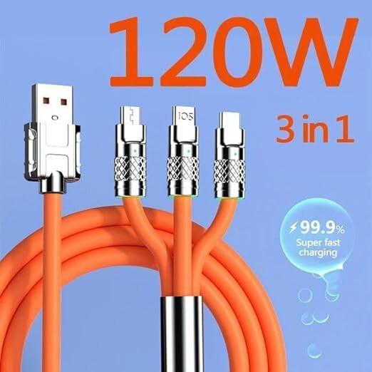 RSINC 3 in 1 Fast Charging Data Cable,120W Portable Charger Cord with USB Type-C B0CYWYCNK5