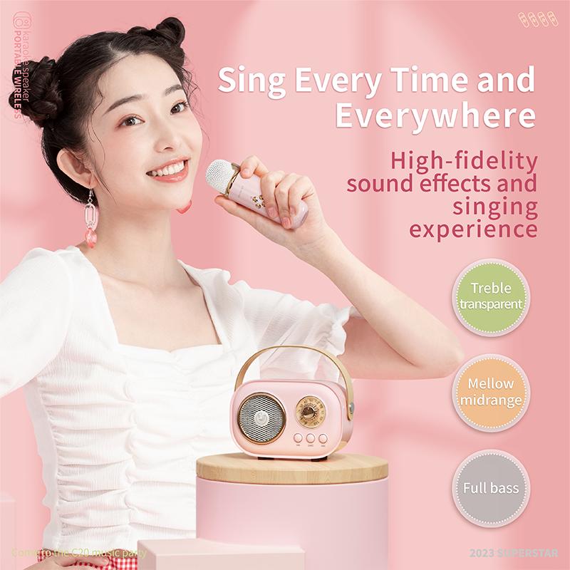 VAORLO Bluetooth-динамик с поддержкой беспроводного микрофона, караоке, TF-карта, FM-игра, Hi-Fi сабвуфер, высокая совместимость, громкая связь, звонки