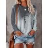 Gradient Faith Letter Print Women's T-shirt Long Sleeve Top Female Graphic Blouse Women's Clothing Shirts Autumn Outdoor Casual