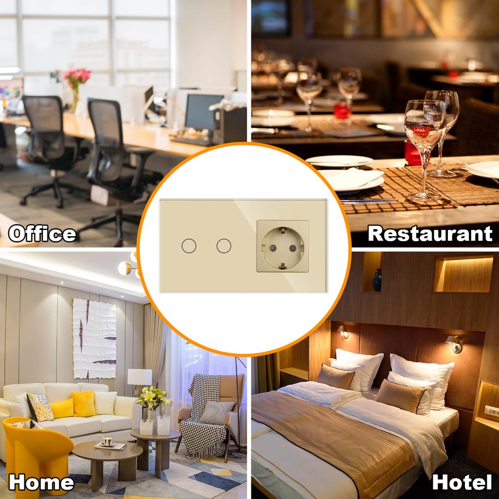 Bingoelec Eu Standard Electrical Multi Channel Tuya Smart Touch Wifi Wall Power Sockets and Switches Control Light