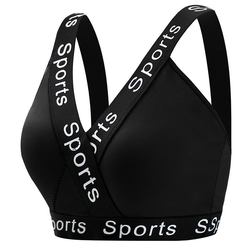 New Padless Yoga Sports Bra Letter Strap Running Fitness Shockproof Vest Bra