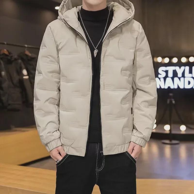 Men's Winter Cotton-Padded Jacket with Hood, New Hong Kong Style for Students and Boys