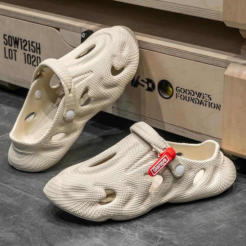 Мужские сандалии с кокосовым отверстием, нескользящие, для улицы, пляжные - летние шлепанцы Баотоу