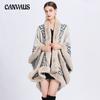 Winter Women's Shawl Cape Fur Collar Jacquard Shawl Cape Large Size Knitted Cardigan Loose Jacket