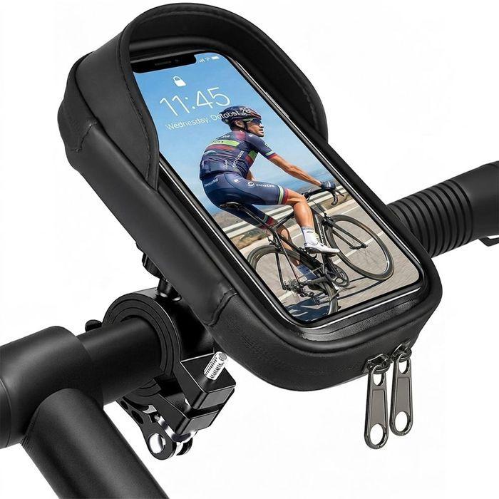 Support Téléphone Universel pour Vélo, Rotation 360° Ajustable Ecran Tactile TPU - Noir