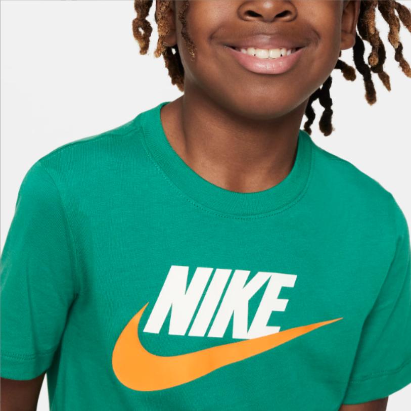Nike Футболка Спортивная одежда Принт логотипа Круглый вырез Короткий рукав Детские топы Зеленый DV2579-314