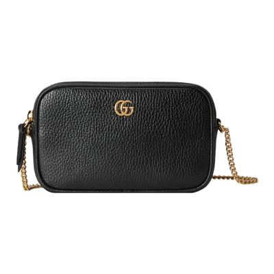 GG Marmont Сумка-кроссбоди мини на цепочке с логотипом Double G из кожи Женские сумки Черный 772759-CAO0G-1000