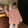 Women Long Sleeve Hooded O Neck Loose Pullovers Female Tops Solid Color Sweatshirts